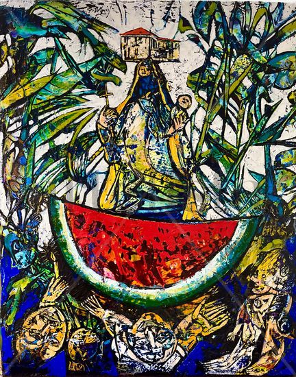 Title: The Virgin of the Melon - La Virgen del Melón Óleo Lienzo Figura