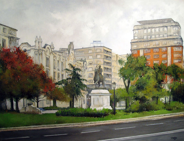 Plaza Ayto.Santander Óleo Lienzo Paisaje