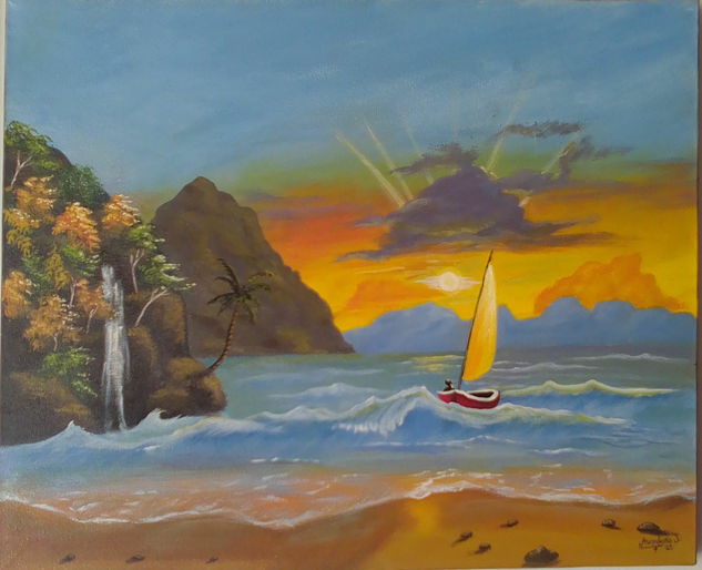 Atardecer en la playa Acrylic Canvas Landscaping