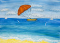 Seascape with orange parachute