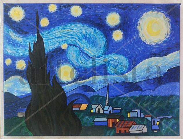 La noche estrellada Acrylic Canvas Landscaping