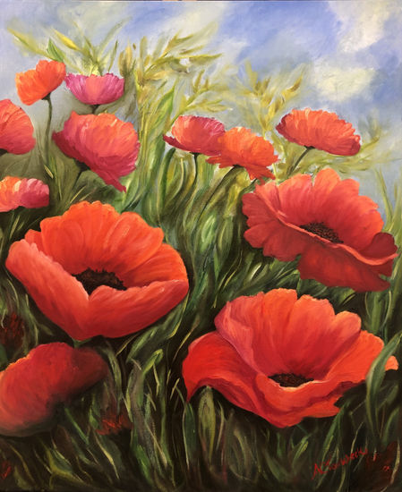 Amapolas Oil Canvas Floral Painting