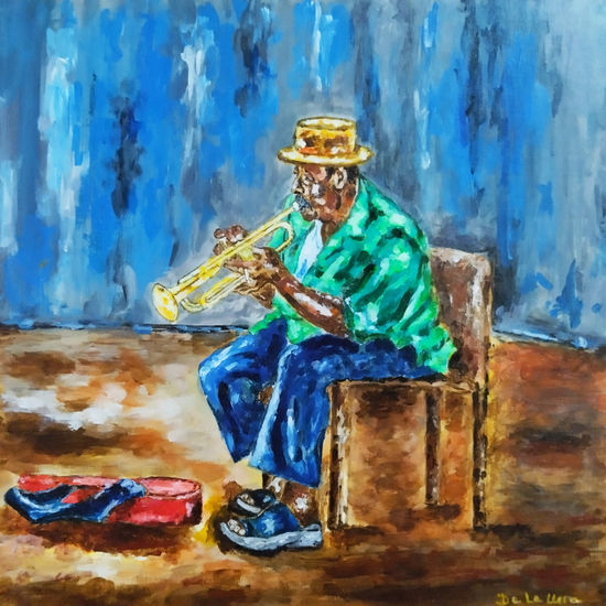 Músico callejero Acrylic Panel Figure Painting