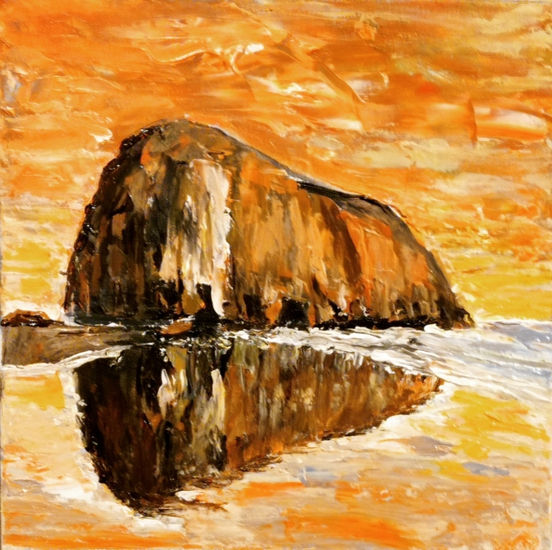 Rocasa enclavada en la playa, año 2022,  juan Carlos Díaz, constitución , chile Acrylic Canvas Marine Painting