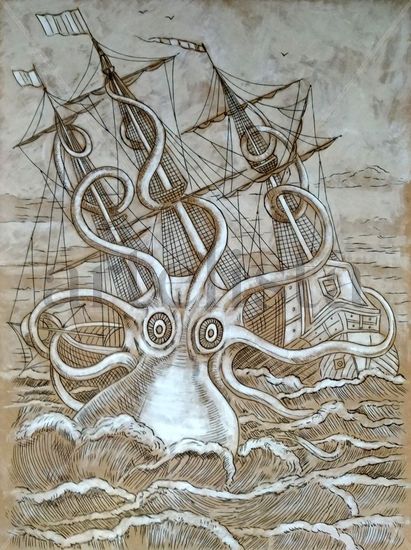 KRAKEN Acrylic Panel Marine Painting