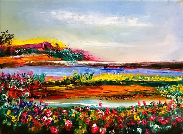 "MARISMAS EN PRIMAVERA " Óleo Lienzo Paisaje