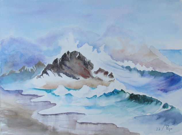 marina con olas Watercolour Paper Marine Painting