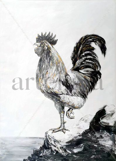 Rooster e022 Acrílico Lienzo Animales