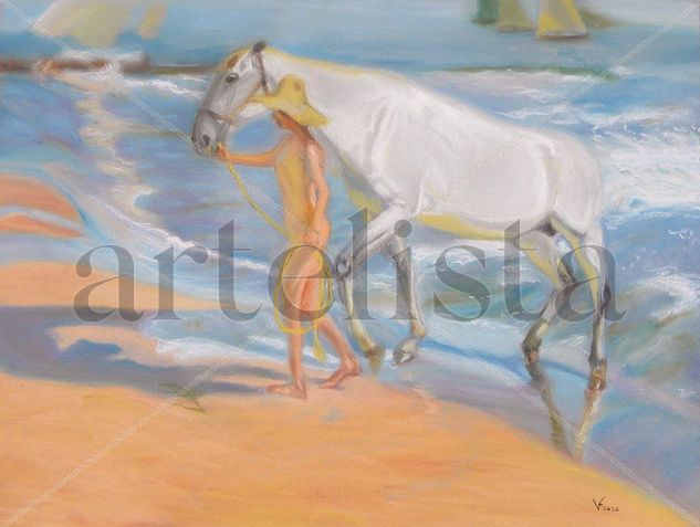 playa sorolla Pastel Papel Marina