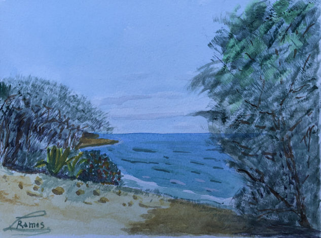 Playa Larga de Salou Watercolour Paper Marine Painting