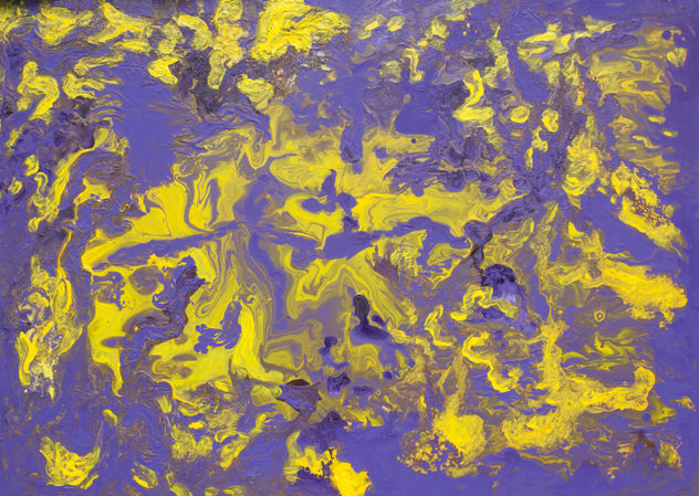 Abstract fluid art violet and yellow