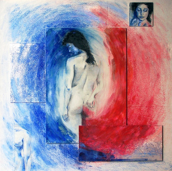 DESNUDO EN AZUL Y ROJO Otros Tabla Desnudos