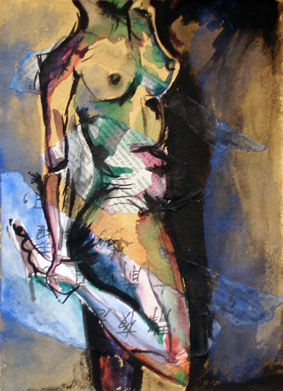 figura con pie Mixed media Paper Figure Painting