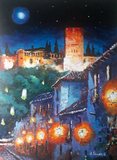 Noche en Granada Acrylic Canvas Landscaping