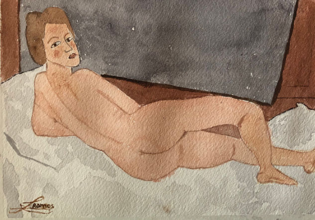 Acostada desnuda Watercolour Paper Nude Paintings