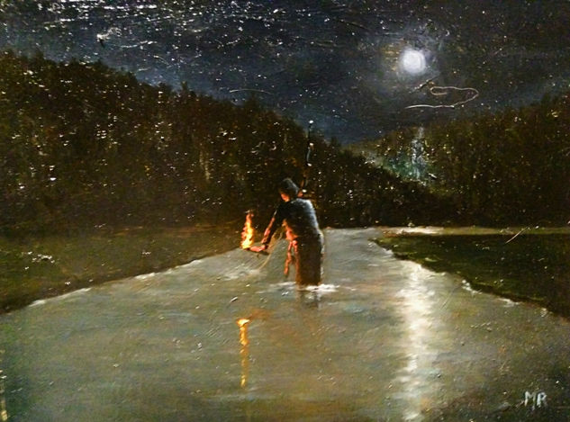 Pesca nocturna Oil Panel Landscaping