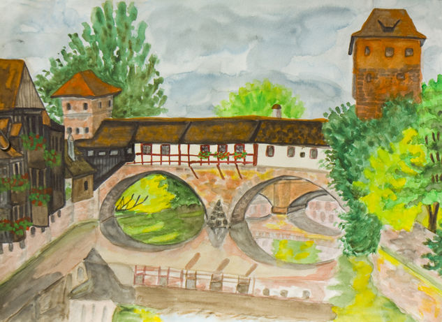 Nuremberg 11 Acuarela Papel Paisaje