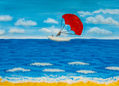 Seascape with red parachute