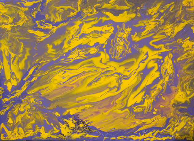 Abstract fluid art purple and yellow Acrylic Canvas Others