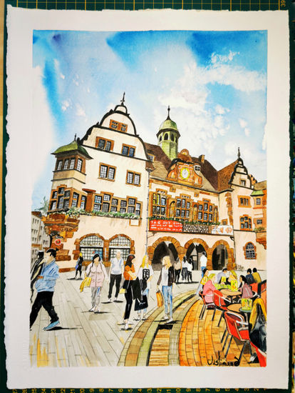 Freiburg Acuarela Papel Paisaje