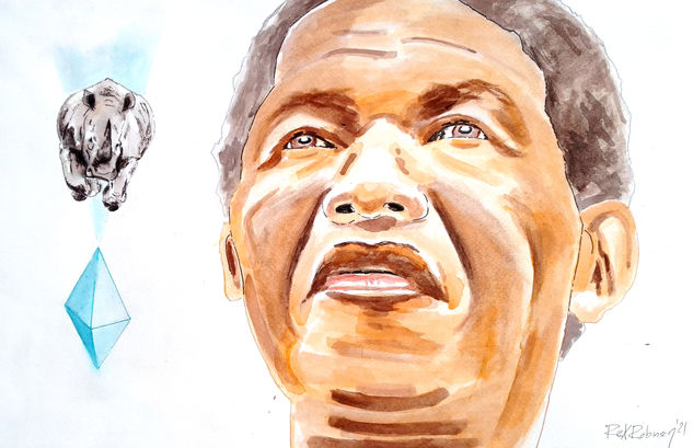 Mandela's Faith Watercolour Paper Figure Painting