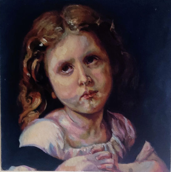 Niña de tierna mirada Oil Canvas Portrait