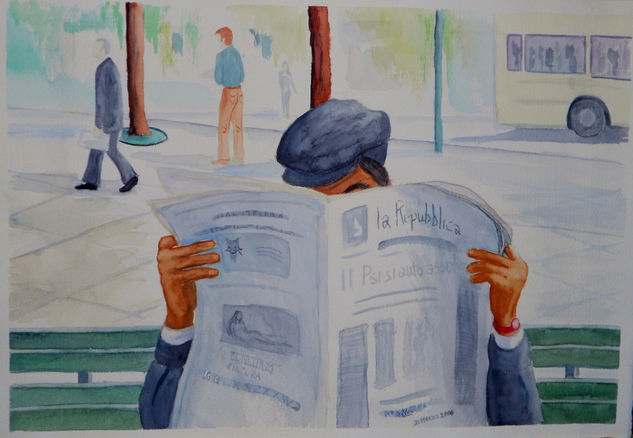 Lectura Watercolour Card Figure Painting