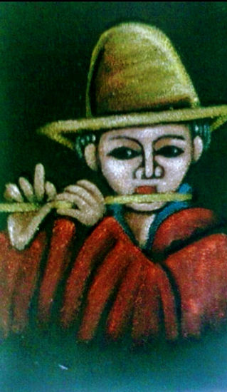 Campesino andino Pastel Panel Portrait