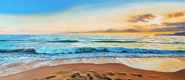 Feet in the sand Oil Canvas Marine Painting