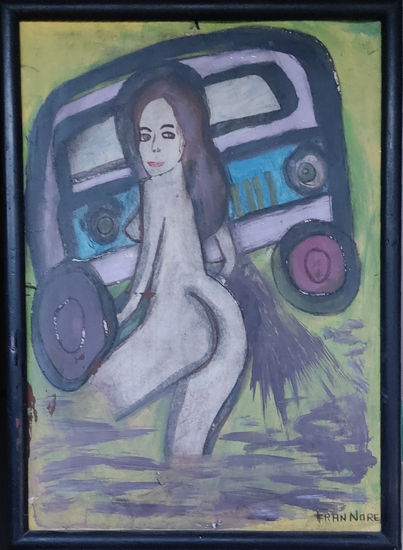 Desnuda en la carretera Lápiz (a color) Papel Desnudos