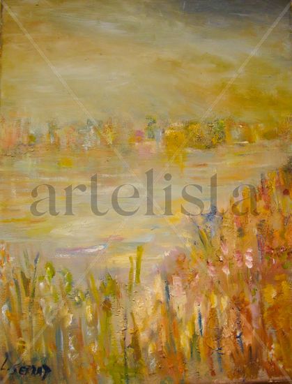 Atardecer en el Lago Central Oil Canvas Landscaping