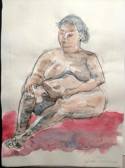 Debora 2 (Plus size) Watercolour Paper Figure Painting