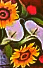 Anturios blancos y girasoles