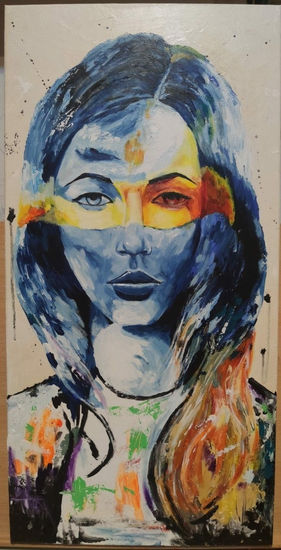 blue woman Acrylic Canvas Portrait