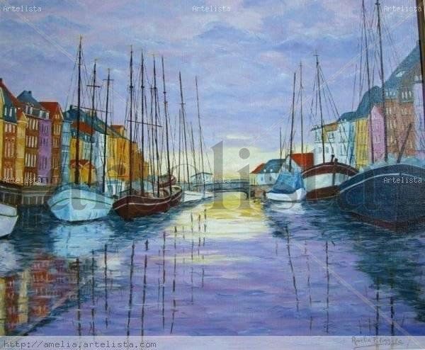 Nyhavn Copenhague Oil Canvas Landscaping