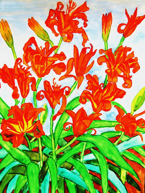 Orange lilies vertical