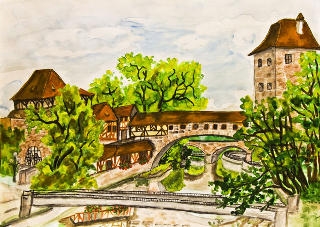 Nuremberg 12 Acuarela Papel Paisaje