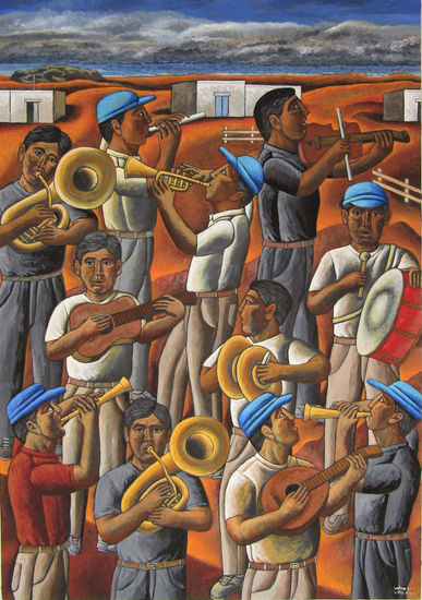 "MÚSICOS DEL PUEBLO X" Oil Canvas Others