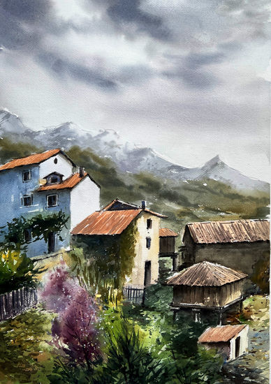 tene,quiros, asturias Acuarela Papel Paisaje