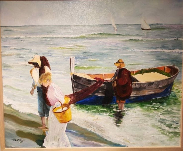 pescadores (reproducc Sorolla) Óleo Lienzo Paisaje