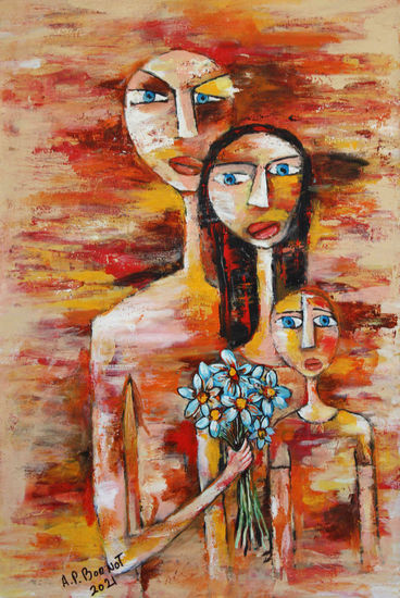 Familia Acrylic Textile Figure Painting