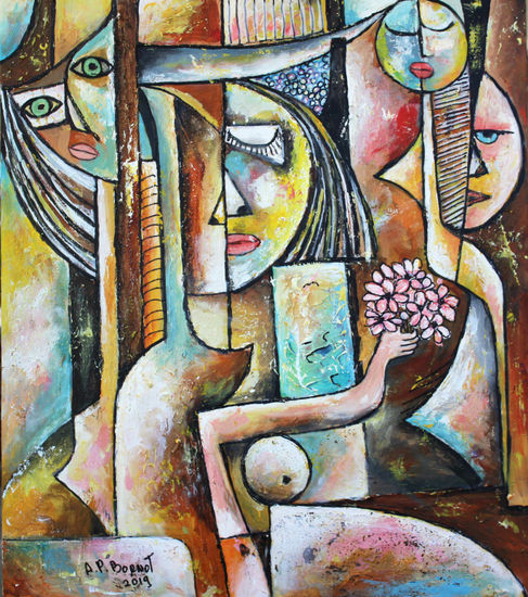 Composicion con flores Acrylic Canvas Figure Painting