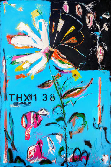 THX 1138 Mixed media Canvas Floral Painting