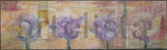 X 4 Mixed media Panel Floral Painting