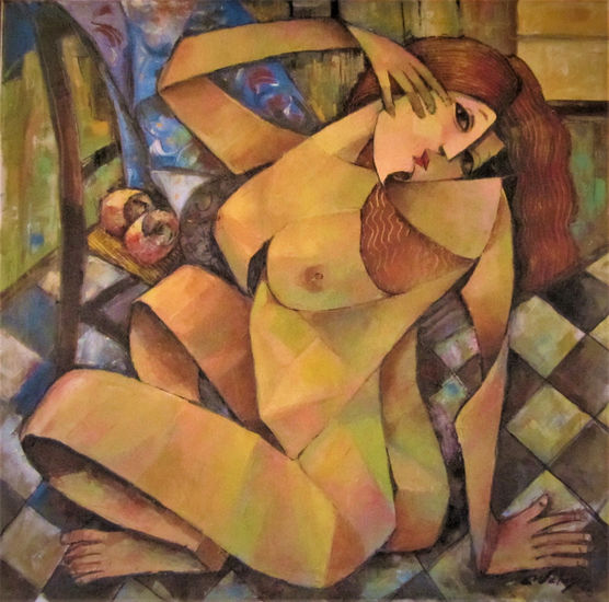 LA MODELO DEL ARTISTA Óleo Lienzo Desnudos