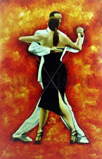 Pareja bailando un tango Óleo Lienzo Figura