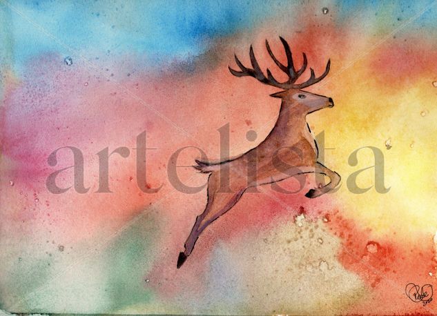 La belleza del ciervo Watercolour Card Animals