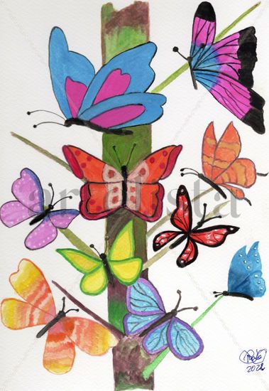 El tronco y las mariposas Watercolour Card Animals