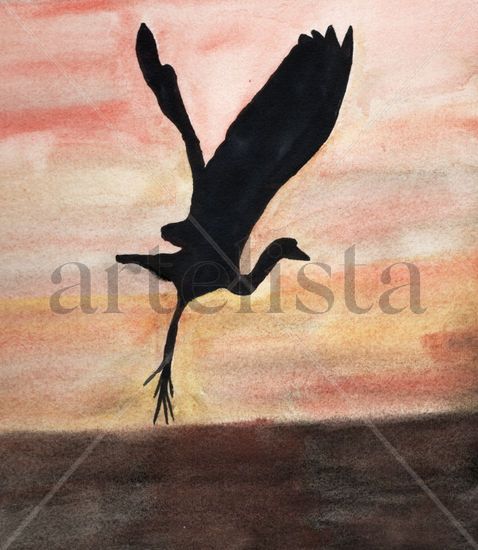 Ave  al amanecer Watercolour Card Animals