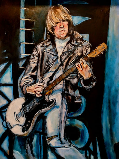 jhonny Ramone Oil Canvas Portrait